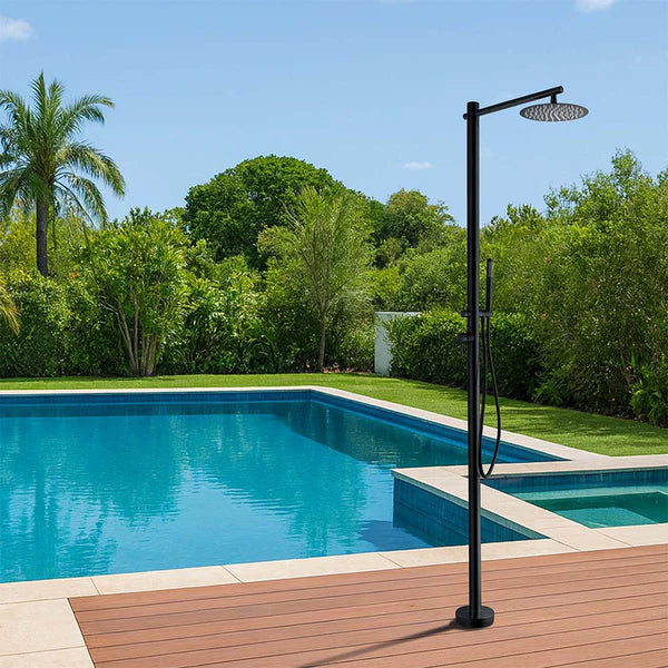316 Stainless Steel Freestanding Outdoor Shower, Dual-Function, Hot/Cold Control
