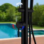 316 Stainless Steel Freestanding Outdoor Shower, Dual-Function, Hot/Cold Control