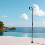316 Stainless Steel Freestanding Outdoor Shower, Dual-Function Cold-Water, Marine-Grade