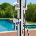 316 Stainless Steel Freestanding Outdoor Shower, Dual-Function, Hot/Cold Control