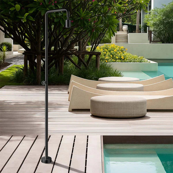 Modern Single Function Stainless Steel Matte Black Outdoor Shower