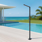 316 Stainless Steel Freestanding Outdoor Shower, Cold Water Only, Minimalist Square Design