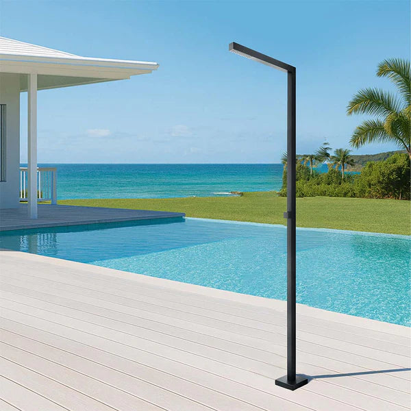 316 Stainless Steel Freestanding Outdoor Shower, Cold Water Only, Minimalist Square Design