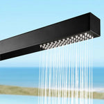316 Stainless Steel Freestanding Outdoor Shower, Cold Water Only, Minimalist Square Design