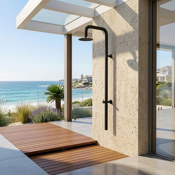 316 Stainless Steel Wall-Mounted Outdoor Shower, Cold Water Only, Single-Function Rain Head